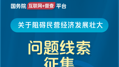 www操逼白丝视频看国务院“互联网+督查”平台公开征集阻碍民营经济发展壮大问题线索